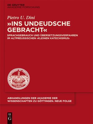 cover image of "ins undeudsche gebracht"